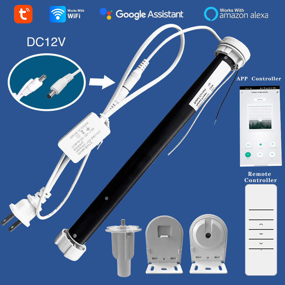 Импортный мотор для рулонных штор Graffiti WIFI, 38 мм, алюминиевый трубный, голосовое управление