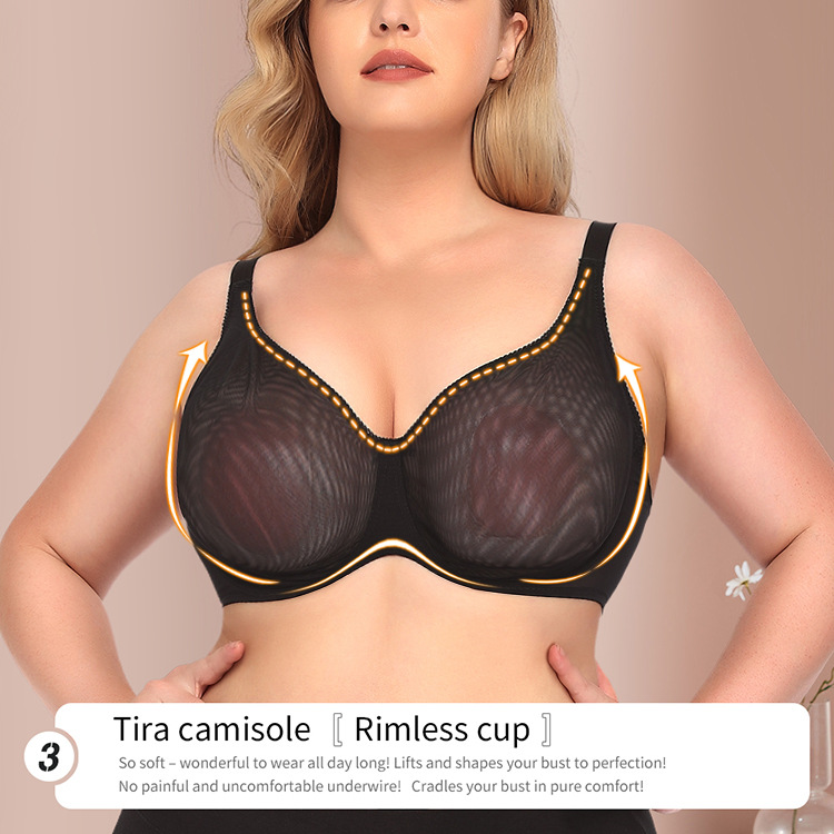 Factory Direct Sales Cross-Border European and American Sexy Ultra-Thin See-Through Bra Plus Size Intimates Bra Bcdef Cup V210606