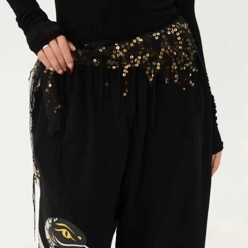 New Internet Celebrant Jazz Dance Hip Towel Hip Dance Waist Chain Hip Towel Accessories Sequins Triangle Towel Tassel Belt Waist Towel All-match