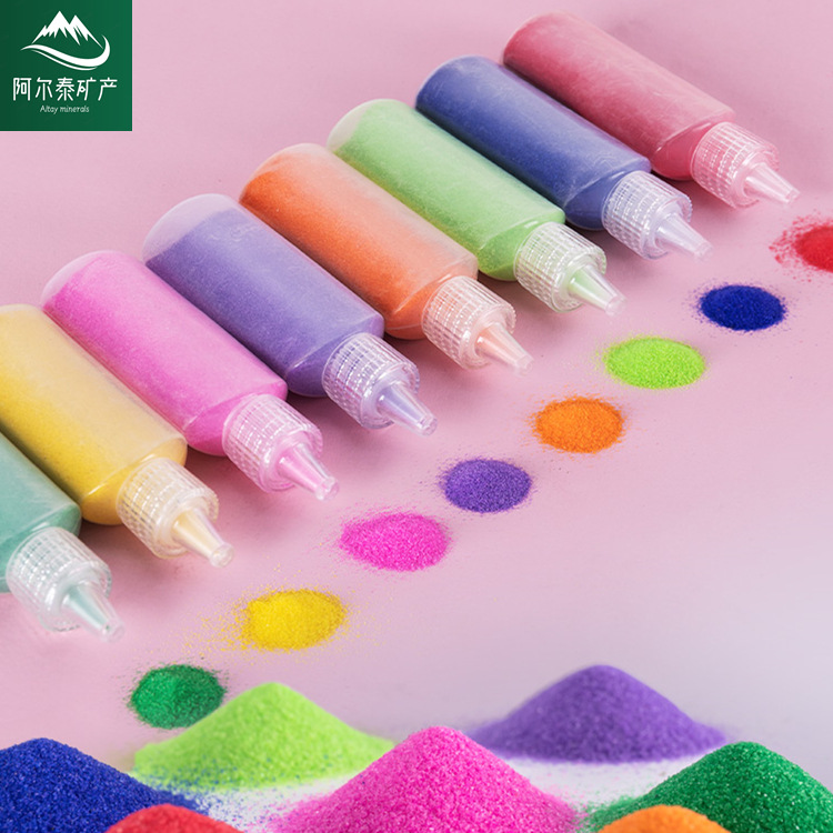 Оптовая крашеная цветная песчинка для детского песочного рисования, бутылочка цветного песка DIY