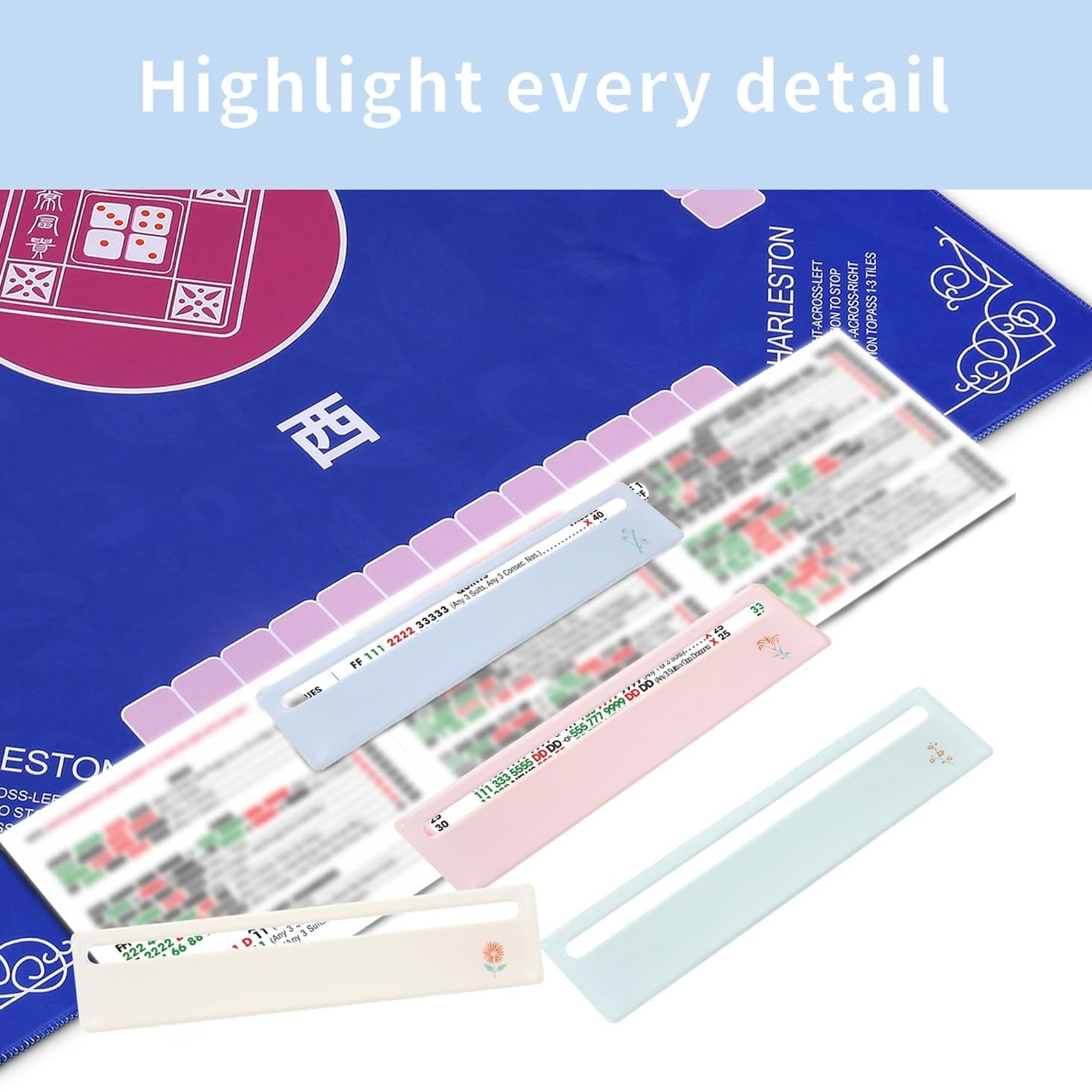 Czzwak 4 Pieces Mahjong Card Line Detector Strips - Bright Acrylic Strategy for Beginners