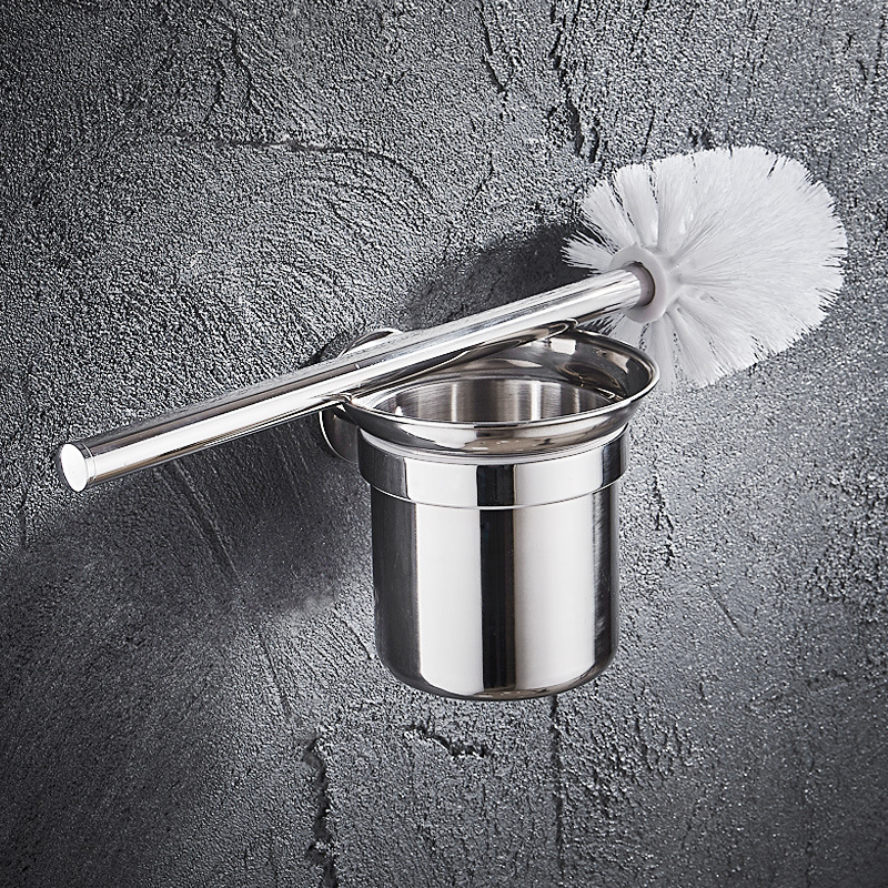 304 stainless steel toilet brush suit non-perforated toilet bathroom toilet brush holder wall hanging toilet brush