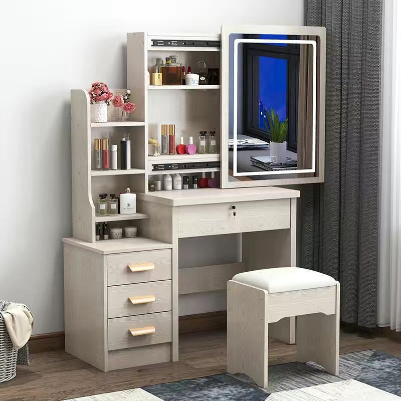 Internet Celebrity Dressing Table Bedroom Small Apartment Sliding Mirror Princess Makeup Table Modern Simple Plate Storage Dressing Table