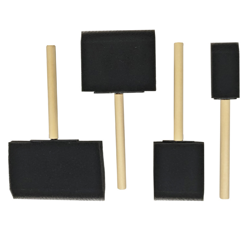 Factory Direct cross-border wooden handle black sponge brush Children diy graffiti sponge shovel multi-specification painting sponge brush
