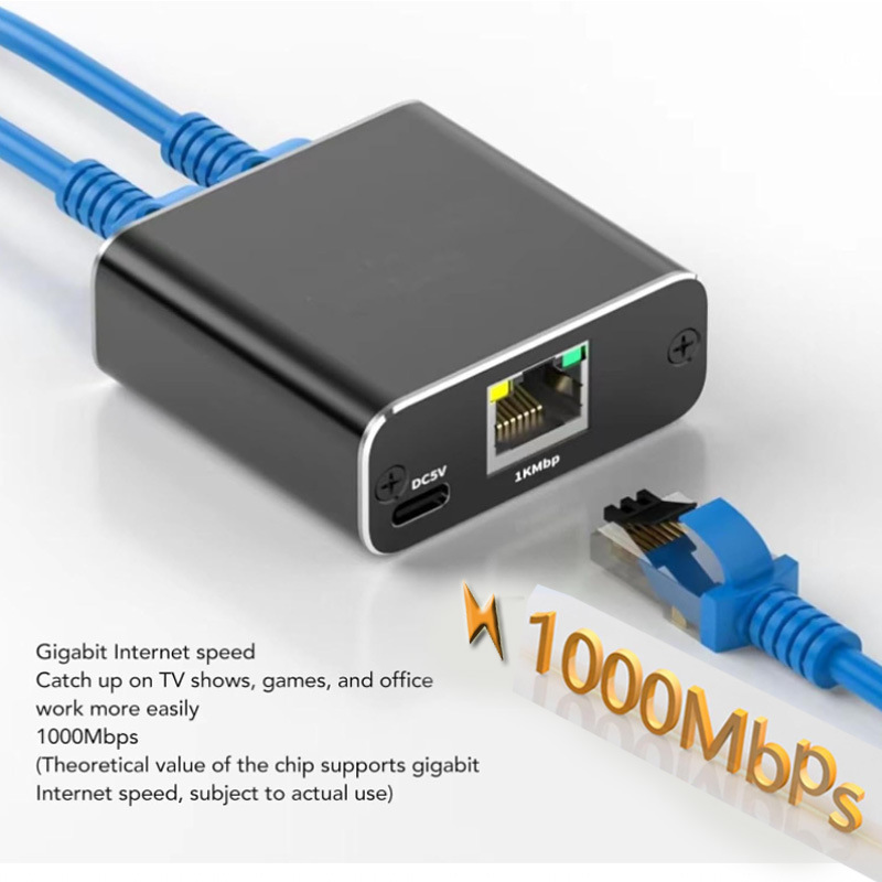Gigabit network connector 1-2 distributor switch RJ45 network cable 1 in 2 out network cable splitter 1000M