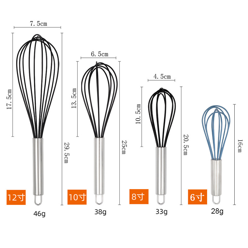 Silicone Egg Beater Stainless Steel Hand Mixer Household Hand-held Cream Mixer