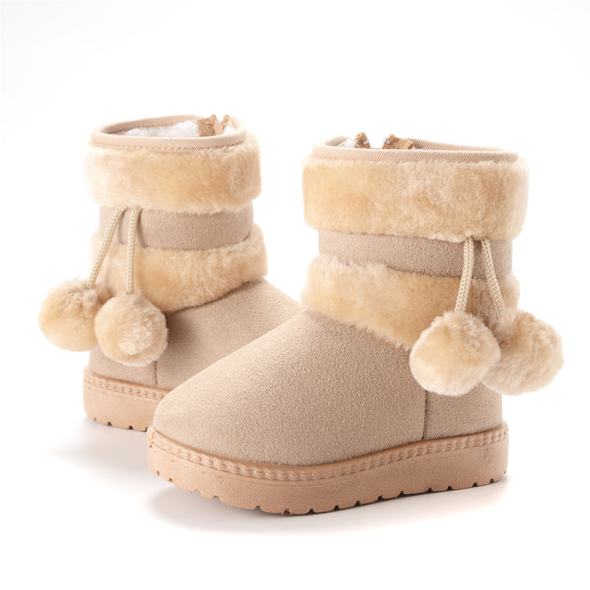 Cross-Border Children's Shoes 2025 Pom-Pom Snow Boots Thickened Children's Warm Winter Cotton Shoes Manufacturer Wholesale Dropshipping