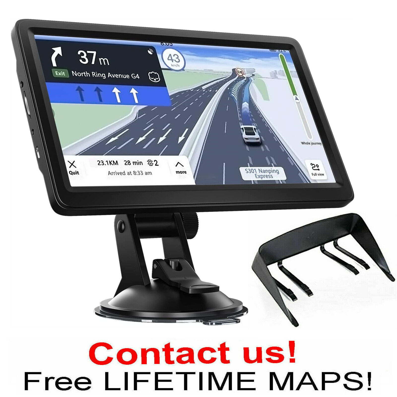 Cross-border foreign trade e-commerce portable 7-inch car GPS navigator truck universal navigation car North American sunshade