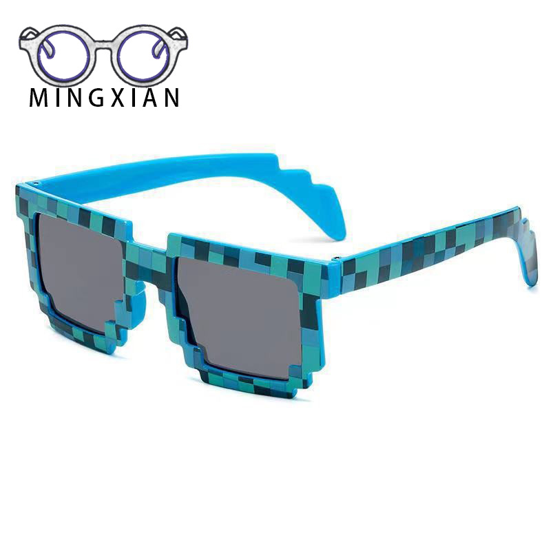 Новые стильные мозаичные очки, двухмерные необычные солнцезащитные очки, персонализированные пиксельные очки Minecraft оптом