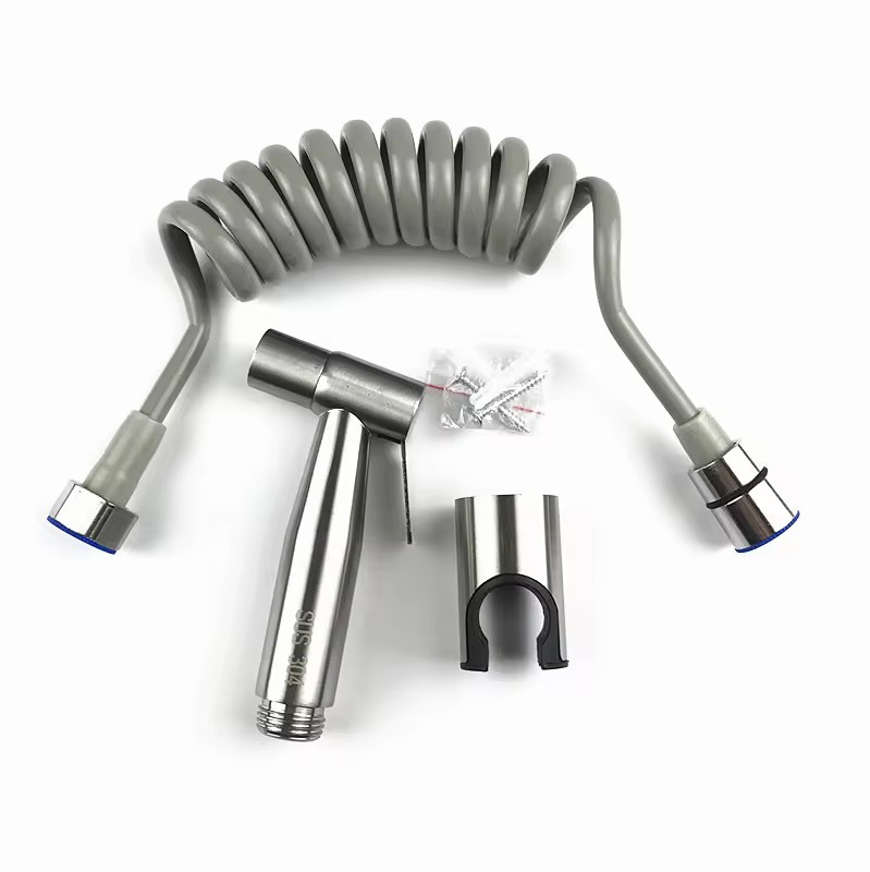Foreign Trade 304 Stainless Steel Bidet Spray Gun Blister Set Toilet Companion Spray Gun Pressurized Water Gun Flusher
