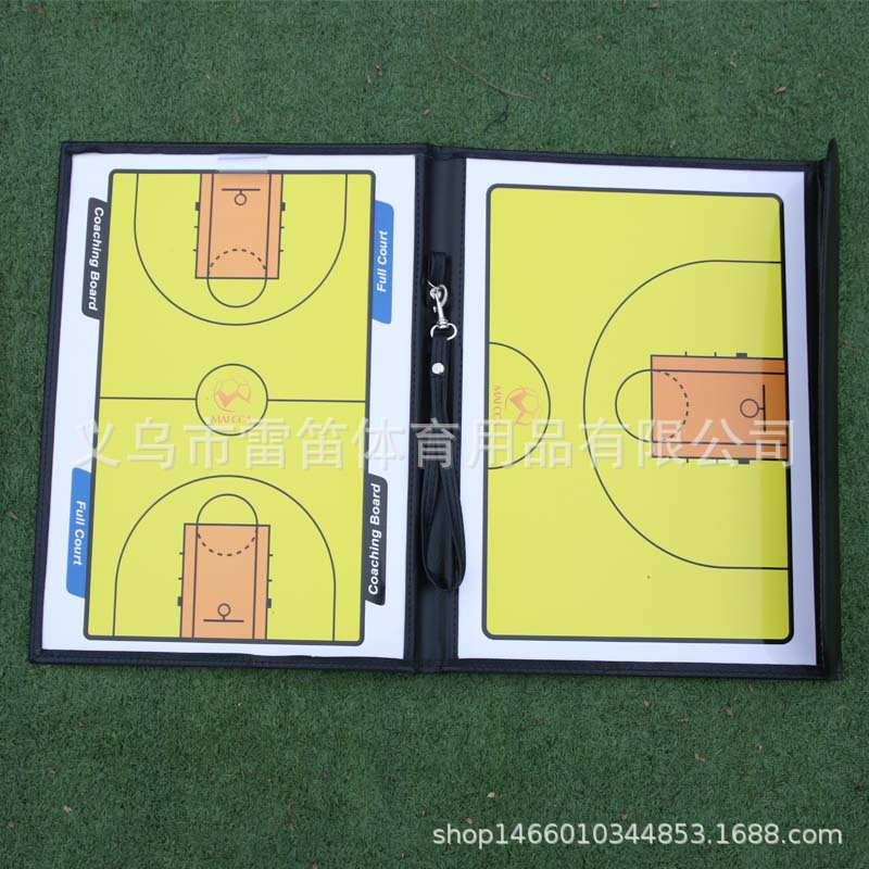 Basketball tactical board color 2.5 folding folding coach board game leather teaching board magnetic with pen wholesale