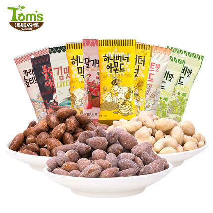 South Korea imported snacks Tom Farm honey butter almond non-almond 30g/35g * 72 pack a box