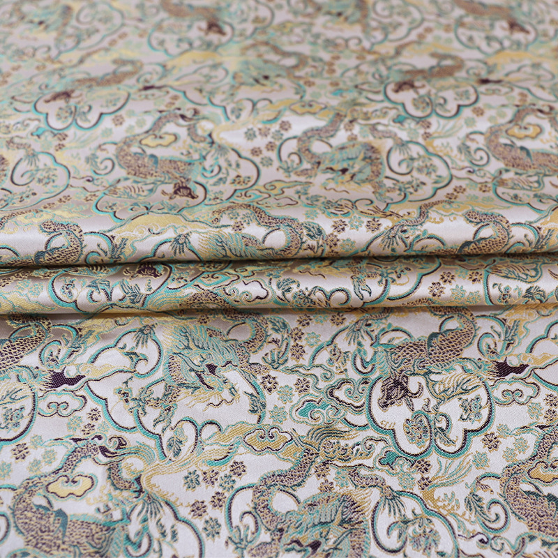 Niu Shou Dragon Pattern Chinese Style Imitation Song Brocade Jacquard Fabric Vest Top Jacket Brocade Handmade DIY Clothing Fabric