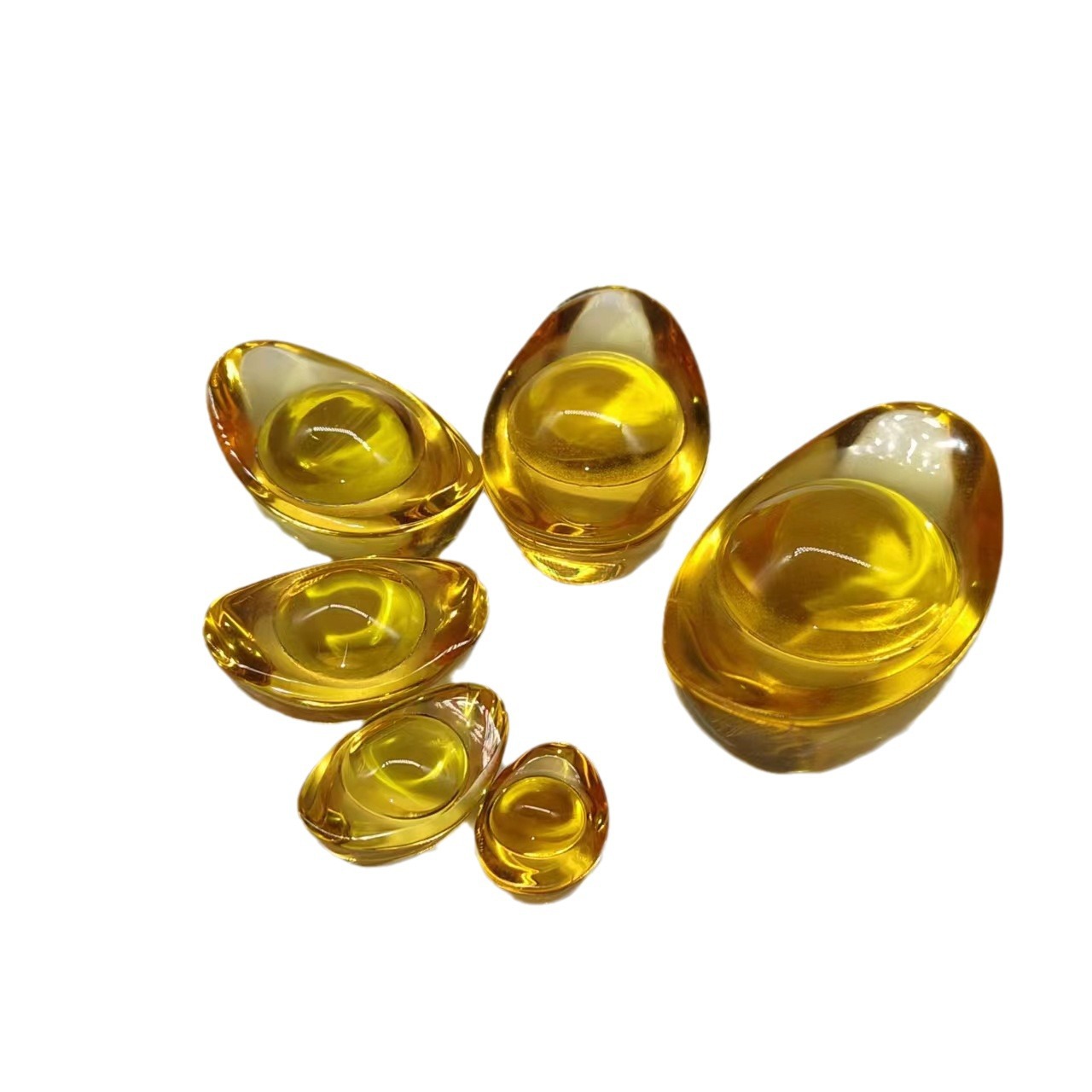 Wholesale Chinese-Style Yellow Crystal Small Ingot Glass Ornaments, Colorful Gold Ingot Crystal Decorative Crafts, Crystal Stones
