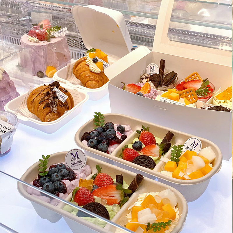 Japanese Dipping Sauce Mochi Three-Flavor Cake Lunch Box Afternoon Tea Fruit Salad Multi-Grids Picnic Packaging Box Light Food Box