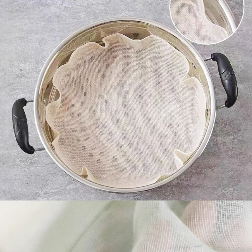 Cooking non-stick steamer cloth pure cotton gauze universal small steamed bun steamed bun dumpling pad household round cloth steamer wholesale