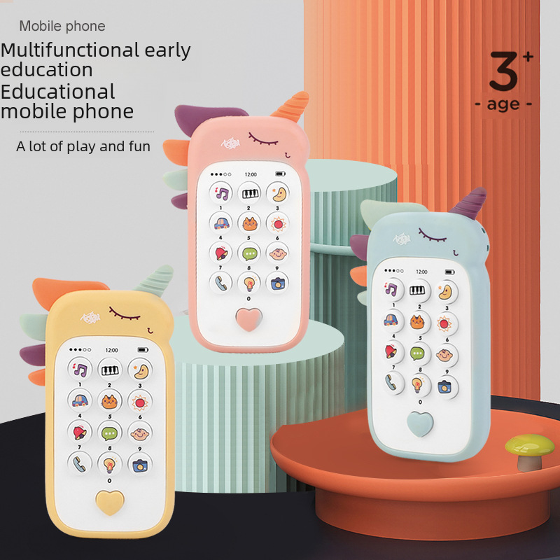 Baby cartoon simulation mobile phone toys children's music early education story machine bilingual learning toys TikTok wholesale