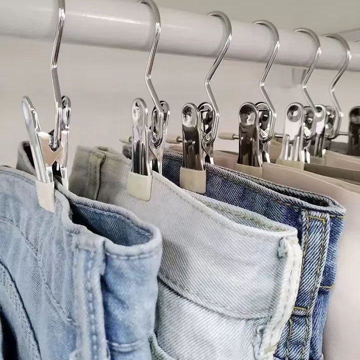 Прямые поставки, бесшовные зажимы для одежды из нержавеющей стали, органайзер для шапок, сушилка для шорт и носок