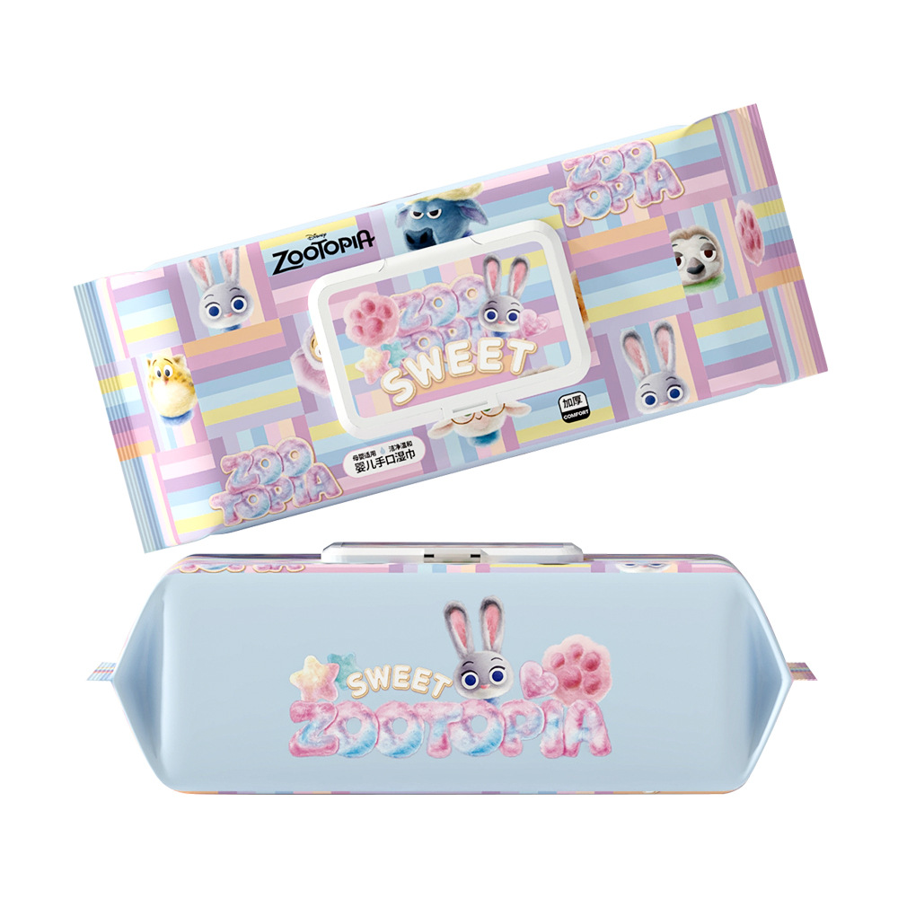 New Cartoon 50-Pack Baby Hand and Mouth Wipes, 50-Pack Large Pack with Lid, Maternal and Infant Newborn Wet Wipes Wholesale