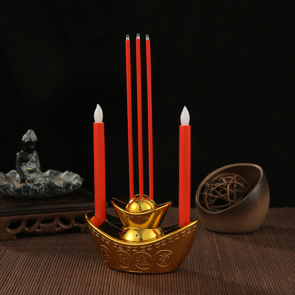 Simulation Digital Incense Burner Led Digital Candlestick Household Worship Lamp Plastic with Battery Lamp Ingot Incense Burner Wholesale