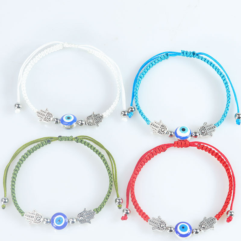 Ethnic Style Bracelet Evil Eye Men's and Women's Hand Cool Wind Palm Blue Eye Evil Eye Red Rope Adjustable Bracelet