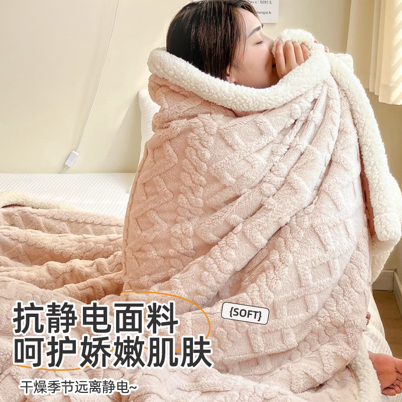 New Doudou Coral Velvet Blanket Quilt Lunch Break Blanket Small Air-Conditioned Blanket Nap Sofa Blanket Office Blanket