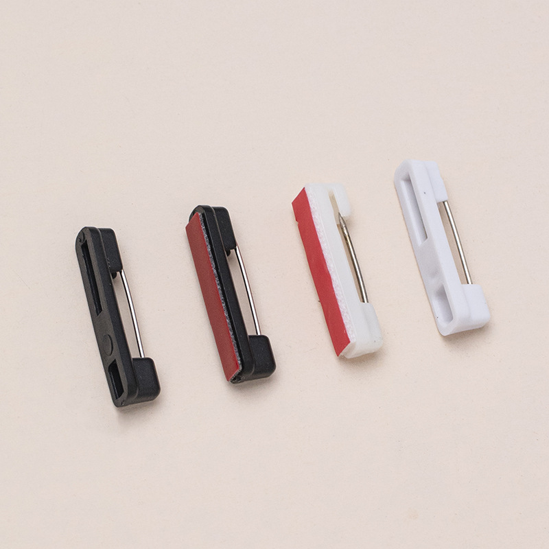 White Plastic Pin Work Badge Name Badge Simple Pin with Adhesive Backing Plastic Brooch Badge Accessories