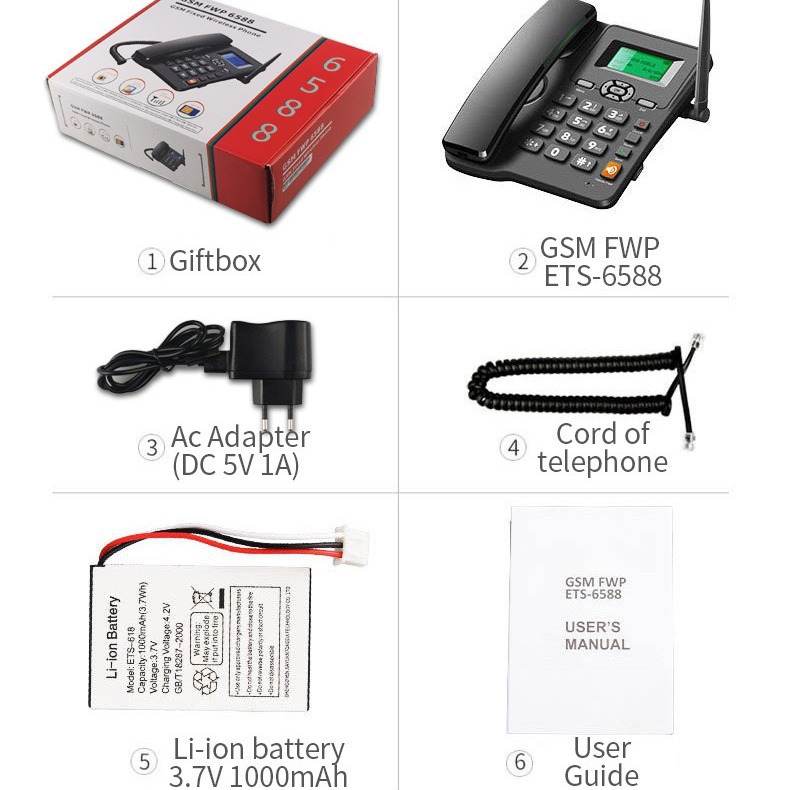 Cross-Border Gsm Wireless Card Phone Dual Sim Multi-Language Fm Radio Home Office 2g Card Landline