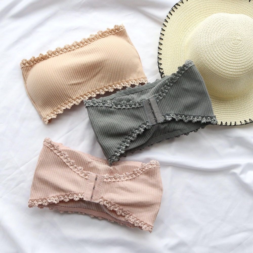 Cross-Border Strapless Underwear for Women, Non-Slip Bandeau Style Invisible Bra, Beautiful Back, Anti-Exposure, Thin Lace Wrap Bra for Women