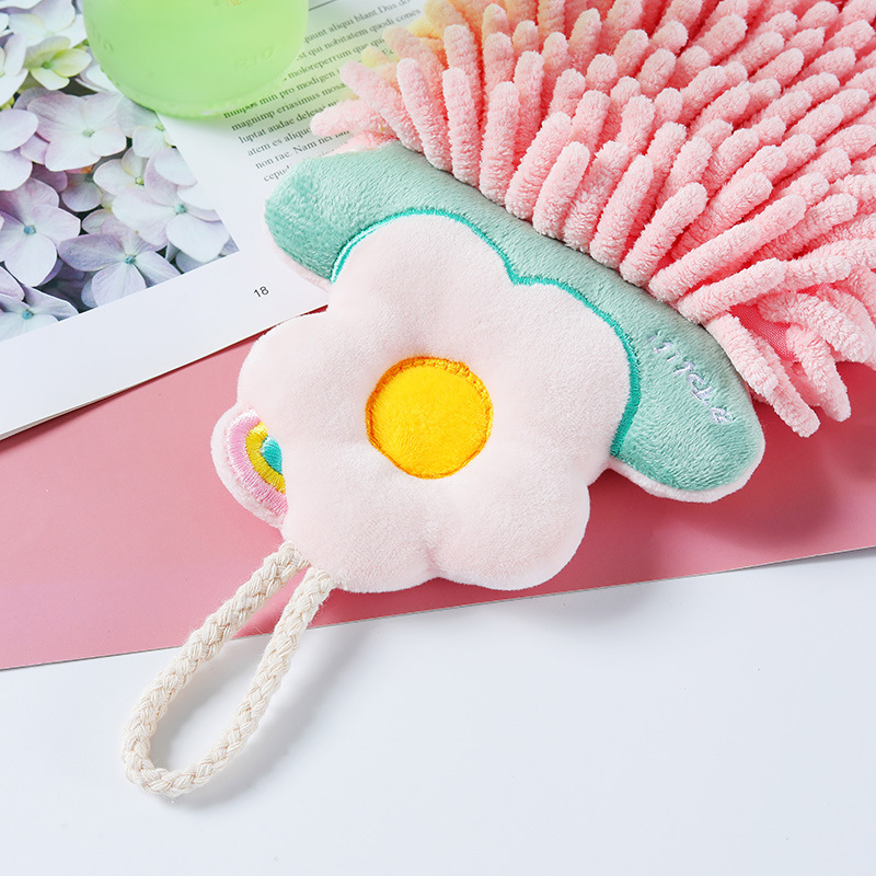 Chenille Hanging Flower Hand Towel Absorbent Quick-drying Thickened Double-layer Hangable Hand Cloth Cute Toilet Towel