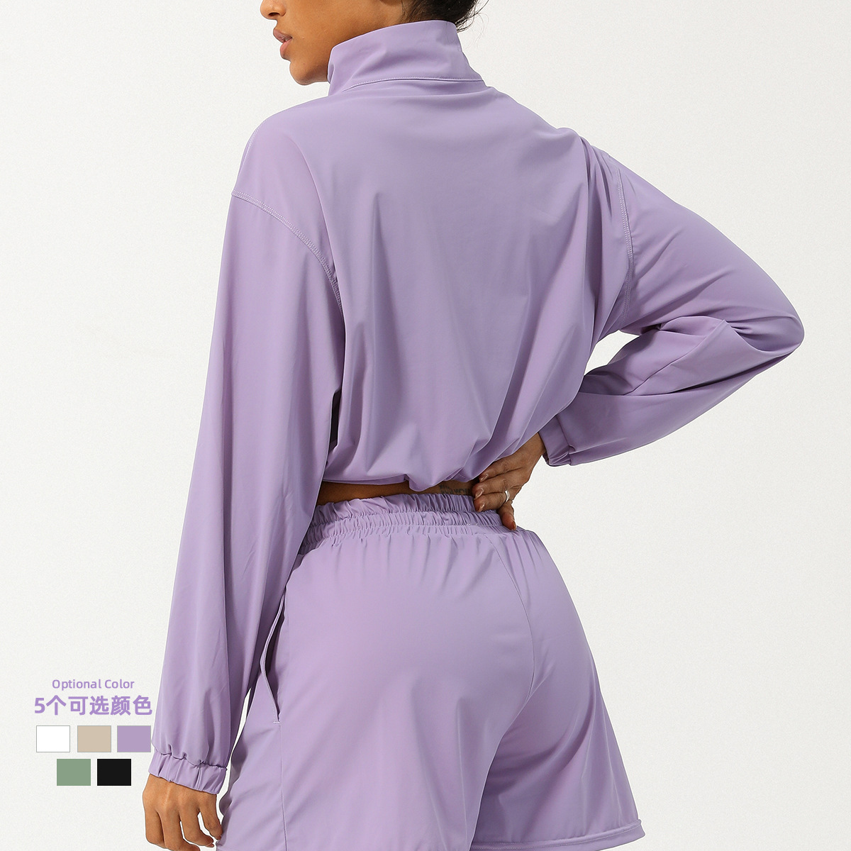 Summer Half Zipper High Collar Sun Protection Yoga Clothing Coat UV Protection Outdoor Skin Clothing Drawstring Hooded Sun Protection Clothing