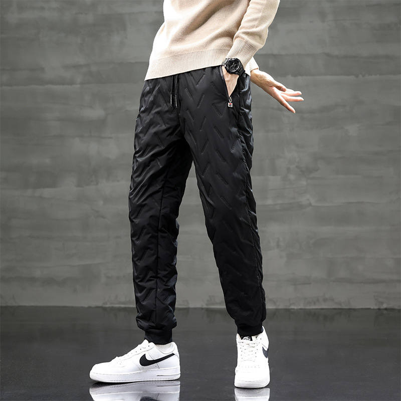 Men's Fleece-Lined Pants Winter Thick Cotton Pants Outdoor Jogger Casual Long Pants Windproof Oversized Warm Fleece Pants
