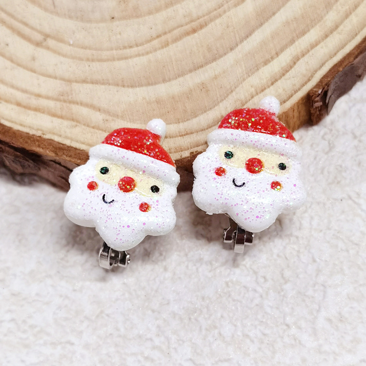 [Can] Foreign Trade New Christmas Kidsren's Pierced Ear Clips Cute Santa Claus Earrings Earrings Wholesale