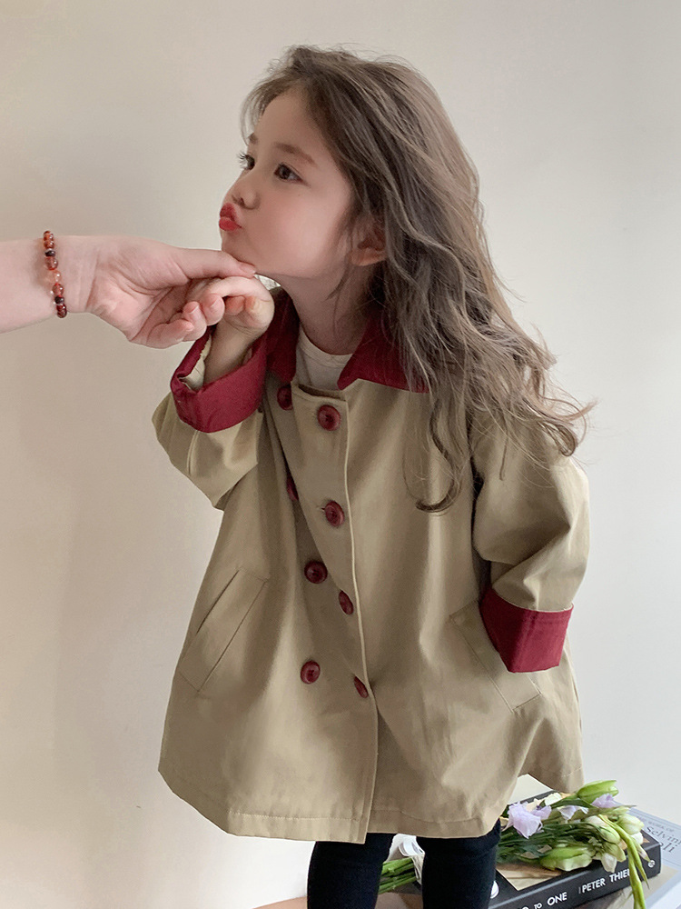Girls' Outwears Spring & Fall 2025 New Korean Style Kidsren's Windbreakers Mid-Length Baby Girl Autumn Clothes Fashionable Clothes