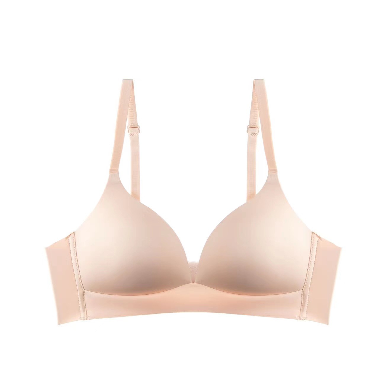 Japanese-style thin clothes seamless underwear women's wireless big chest small palm support Triangle Cup glossy bra