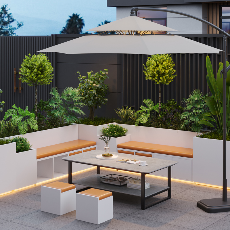 Stainless Steel Flower Box Outdoor Courtyard Metal Wrought Iron Finished Fence Flower Pool Seat Garden Stool Combination Flower Box