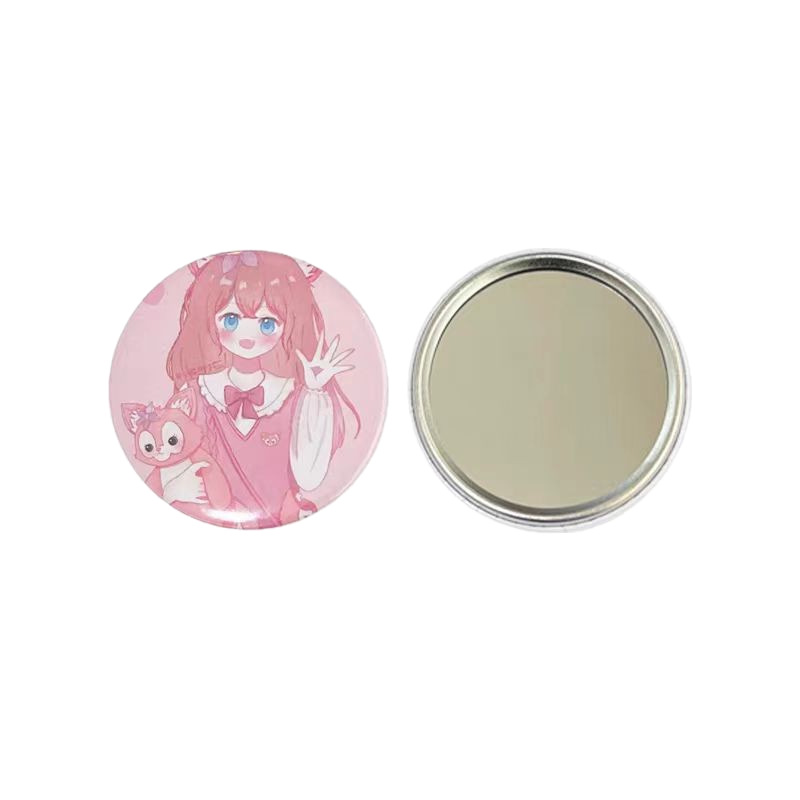 In-Stock 58Mm/75Mm Badge Metal Small Mirror Supplies DIY Makeup Mirror Badge Anti-Drop Portable Blank Material