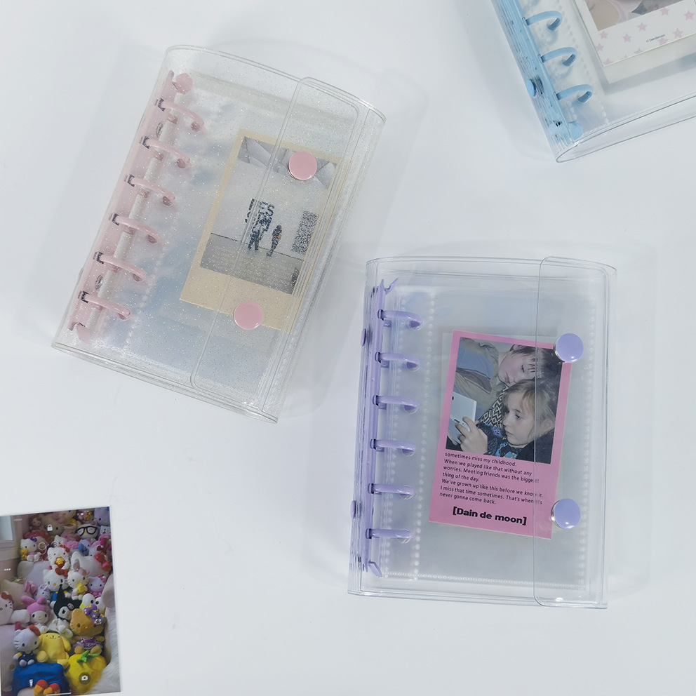 A7透明双扣手帐本外壳小卡收纳相册笔记本日记本6孔活页3寸追星集