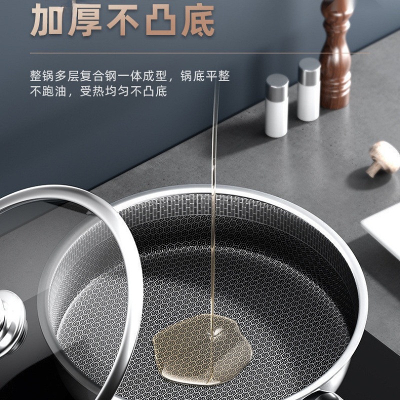 Cross-border Stainless Steel Frying Pan Frying Steak Pan Flapjack Pancake Pan Non-stick Pan Household Induction Cooker Gas Stove