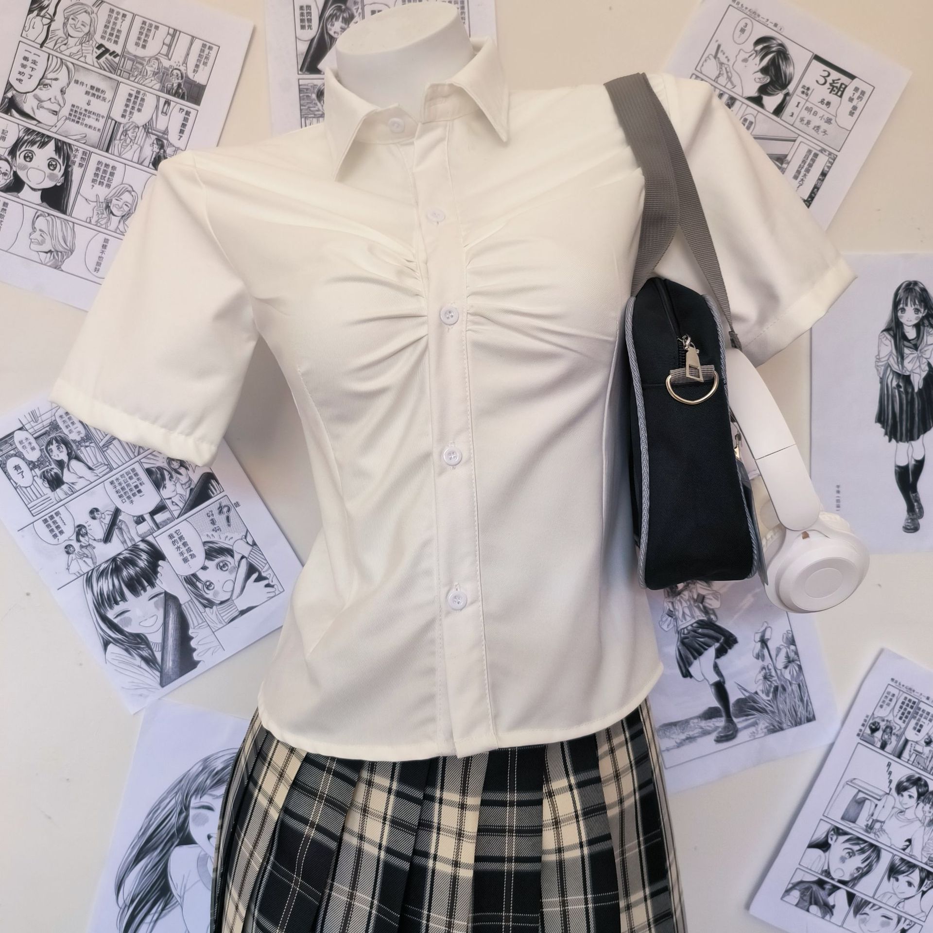 Tr Fabric Jk Waist-Cinching Shirt Pure Desire Style Women's White Shirt Hot Girl Outfit Tie Top School Supply College Style