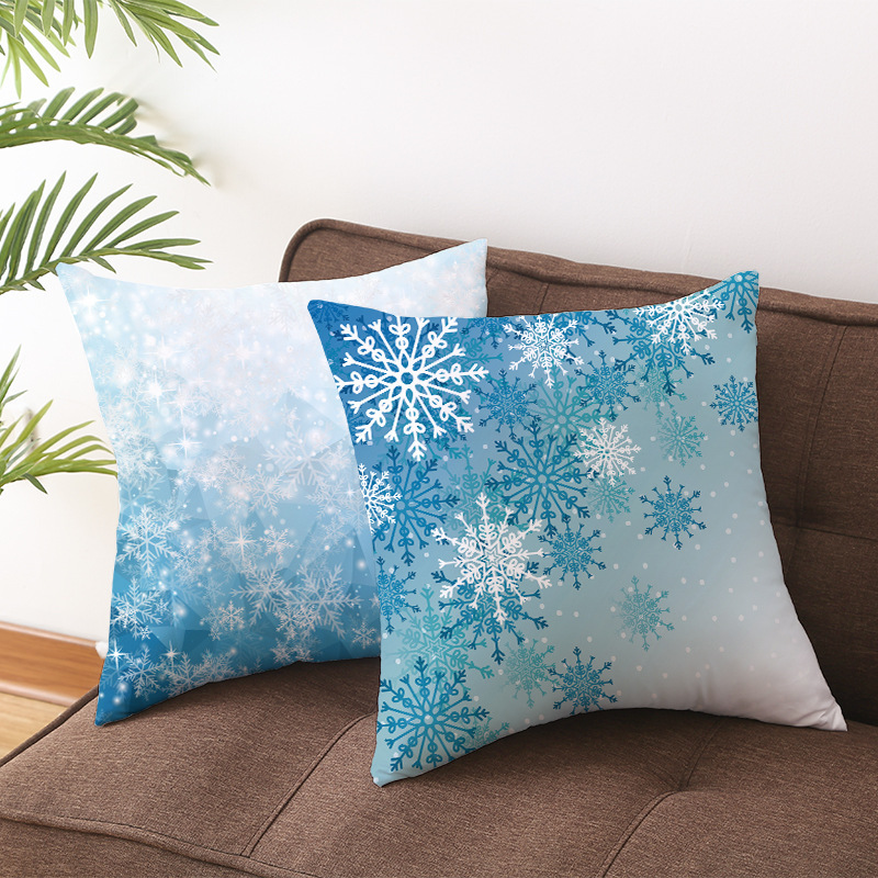 Wish home European and American Christmas snowflake digital printing peach skin car pillow cushion pillowcase a generation of hair
