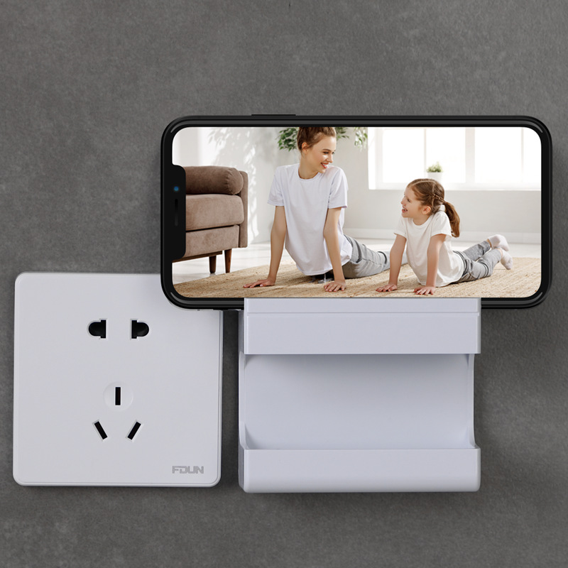 Wall-mounted adhesive mobile phone charging bracket remote control storage box can be placed horizontally mobile phone viewing multi-functional finishing box