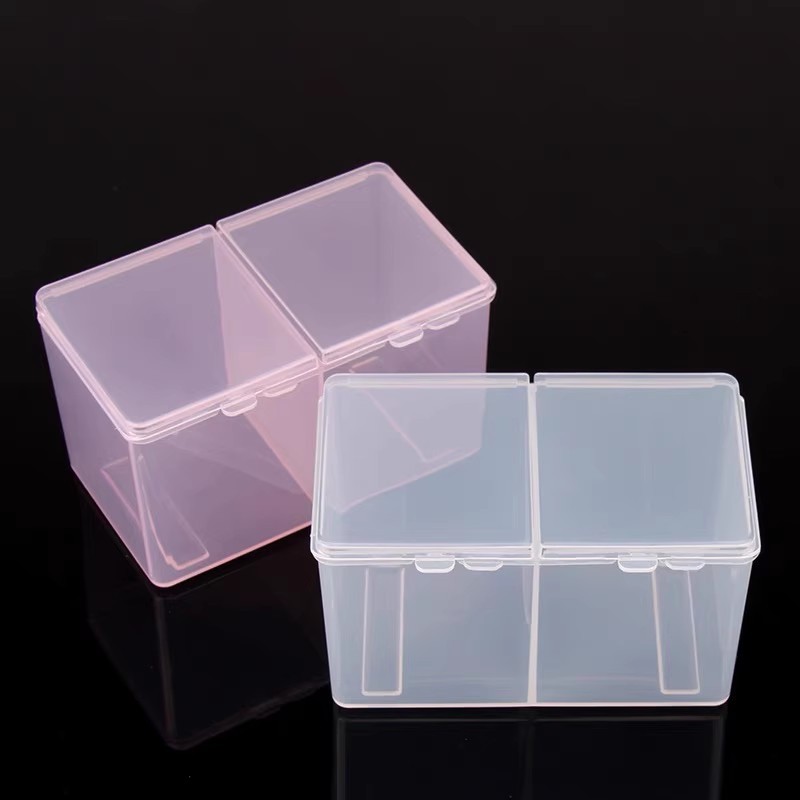Transparent plastic cotton pad storage box tattoo embroidery special small box nail towel cosmetic cotton dressing table desktop cotton swab box