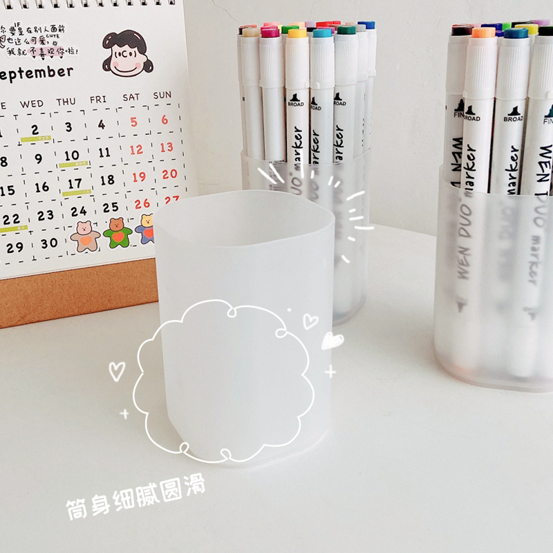 Desktop Transparent Round Pen Holder Wholesale Plastic Storage Stationery Box Multi-kinetic Pen Holder Student Pen Holder Storage Holder