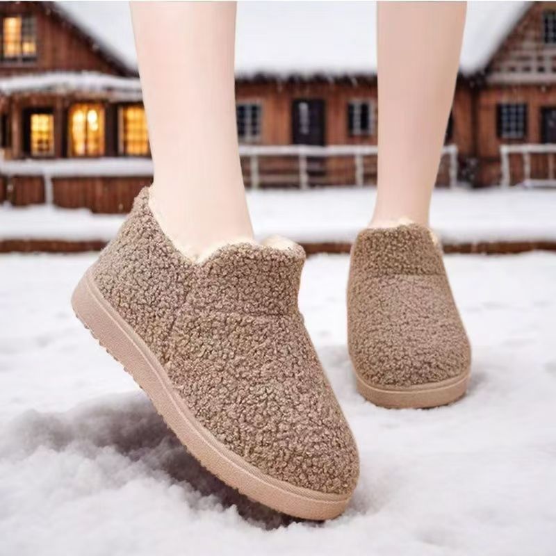 Old Beijing Cotton Shoes for Women, Fleece-Lined Warm Mom Cotton Shoes, Non-Slip Slip-On Middle-Aged and Elderly Cotton Boots, Women's Soft-Soled Snow Boots