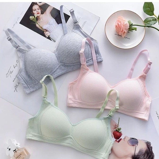Бюстгальтер в японском стиле без косточек из чистого хлопка для девушек, пуш-ап, сбор боковой груди