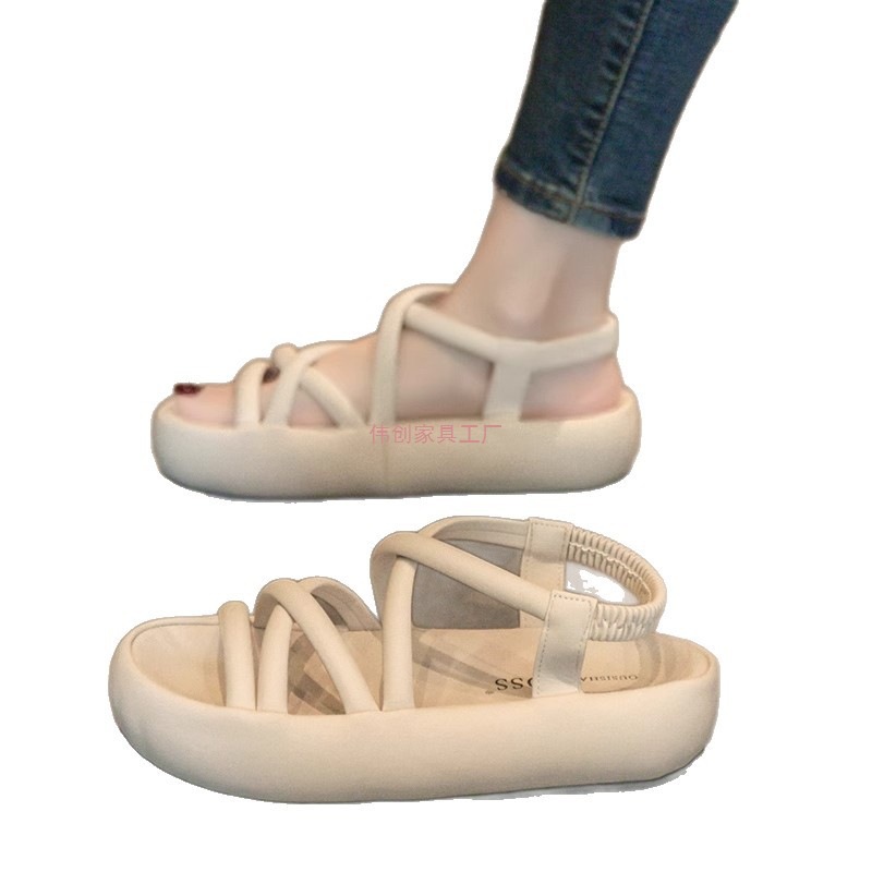 Roman Sandals with Skirts for Women 2025 Summer New Casual Versatile Thick-Soled Beach Shoes for Pregnant Women Super Popular and Feels Like Stepping on Shit