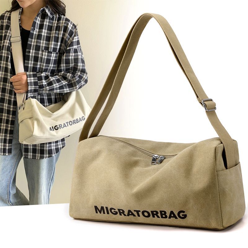 Casual Sports Bag for Men and Women, Single Shoulder Crossbody Bag, Thickened Canvas Bag, Large Capacity Short-Distance Luggage Storage Bag, Dropshipping