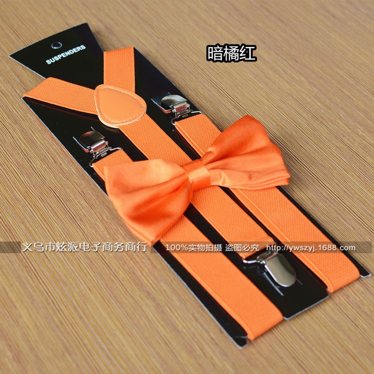 Spot Performance Suspender Pants Clip Bow tie Suspender Suit Middle Children Adult Men Women Suspender Photography Pure Black