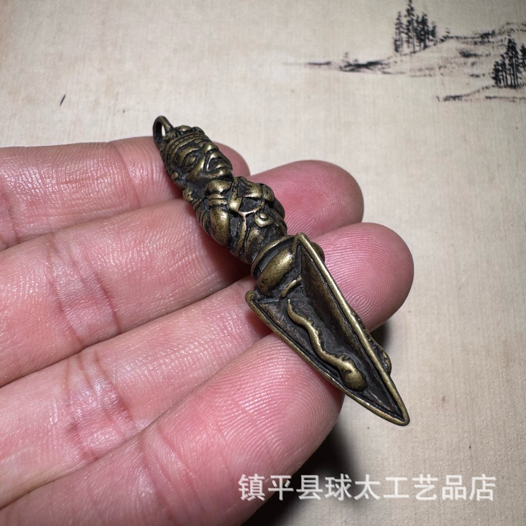 Brass Gold Steel Pestle Antique Small Handle Collection Keychain Pendant Small Jewelry